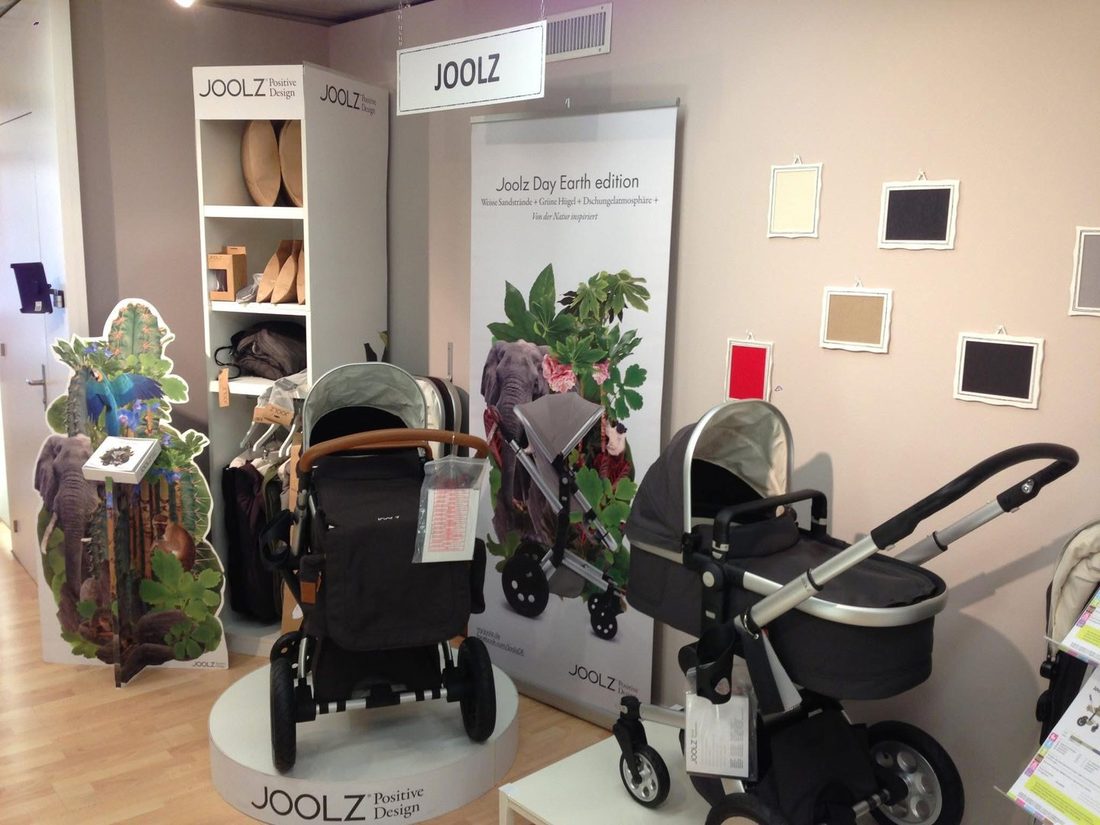 Joolz shop-in-shop with strollers and displays at Dreikäsehoch in Lörrach
